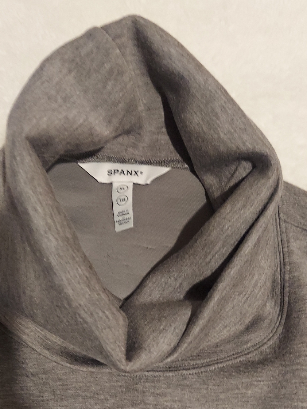 SPANX Heather Gray Draped Cowl Neck Tunic Top